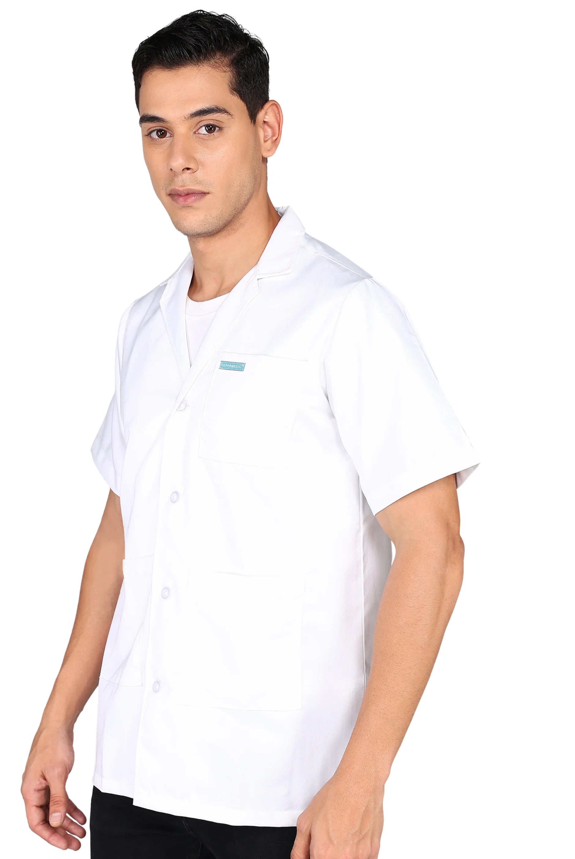 Customized V-Neck Short Sleeve Lab Coats For Men - Supermedic