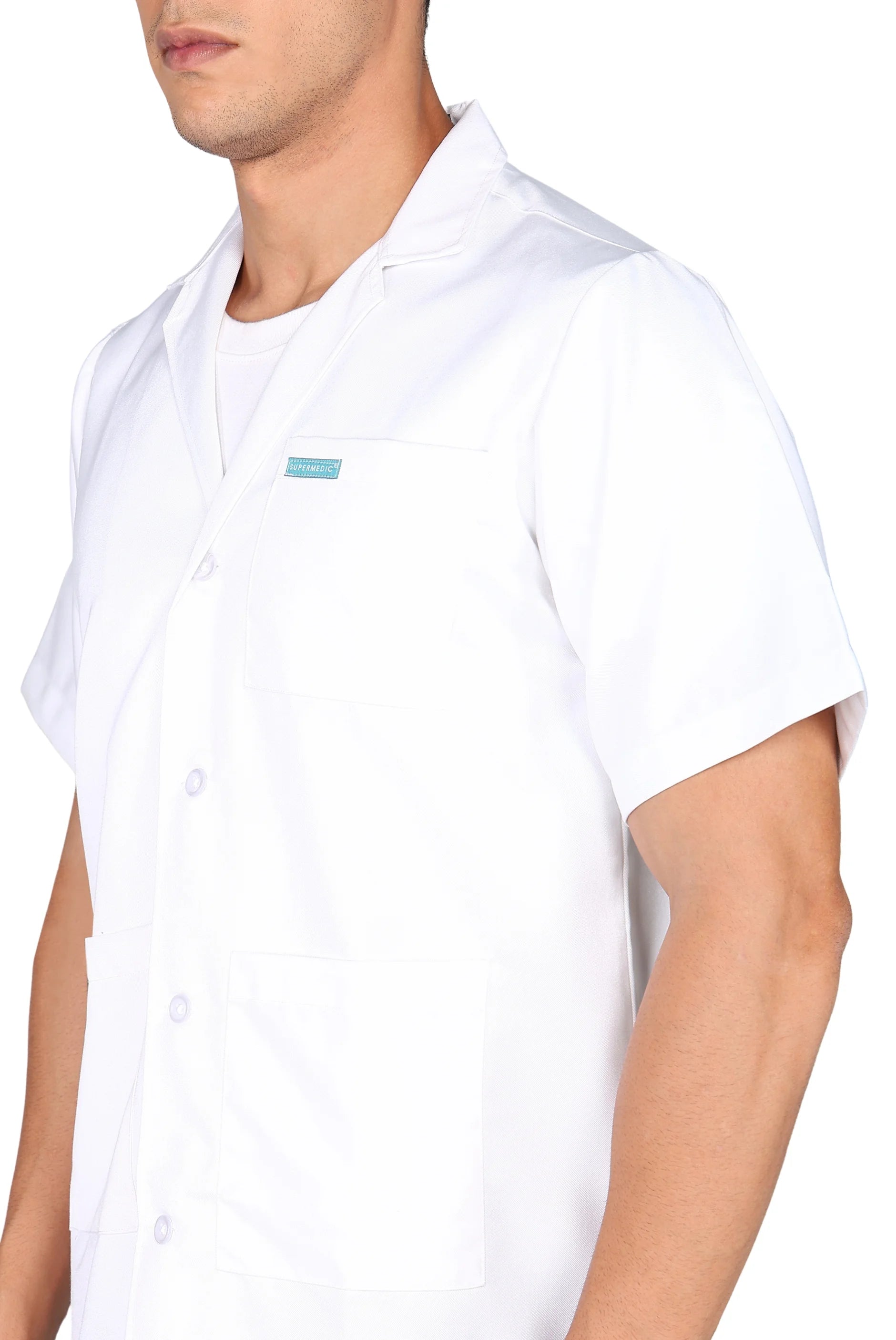 Mens Short Sleeve Lab Coats With Lower Pockets - Supermedic