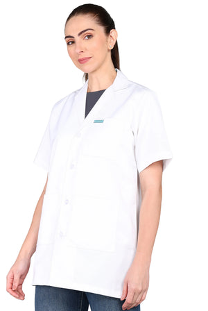 Short Sleeve V Neck Lab Coat For Women - Supermedic