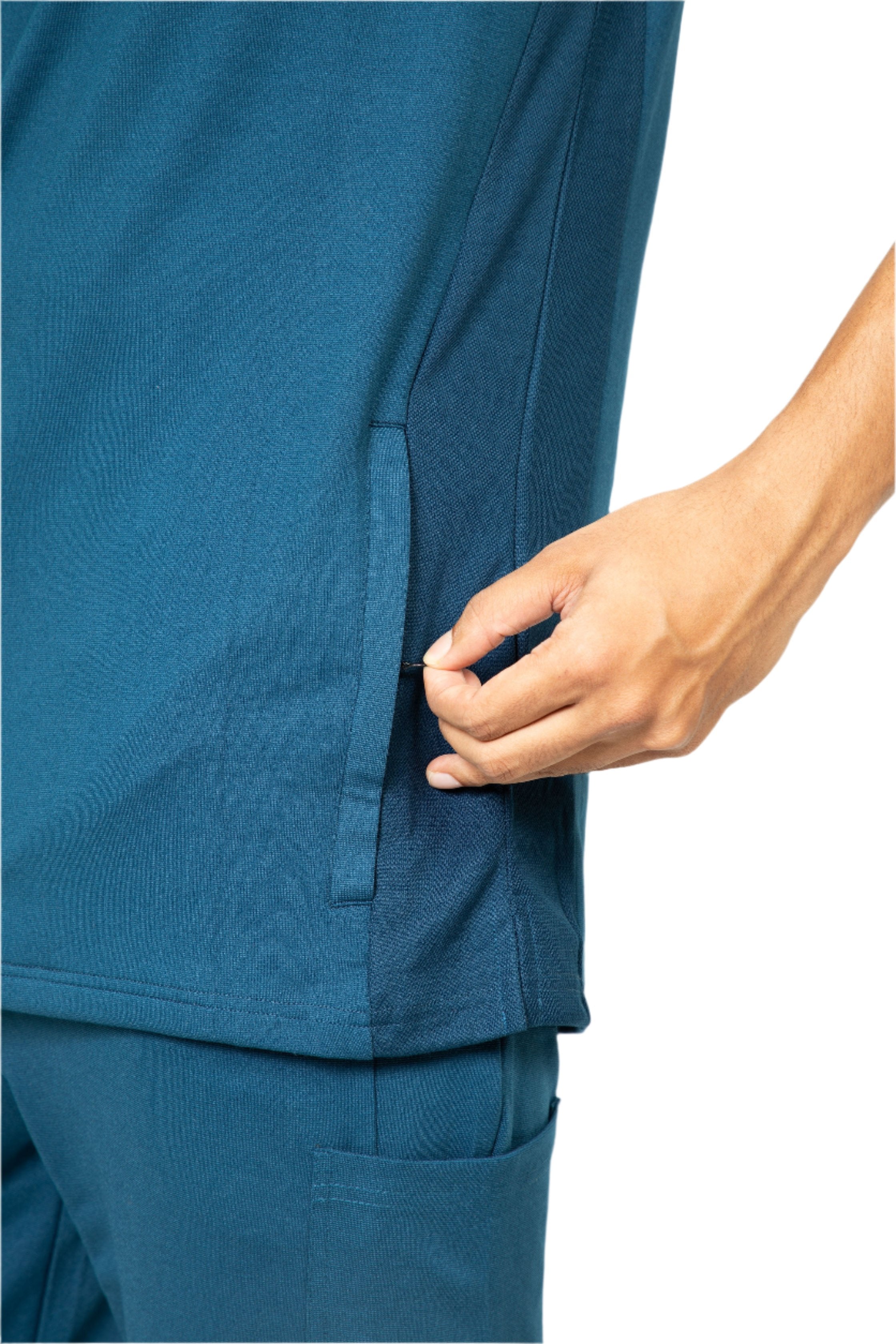 Relaxed Fit Men’s Teal Navy Scrub Set - Stretchable Top & Standard Bottom - Supermedic