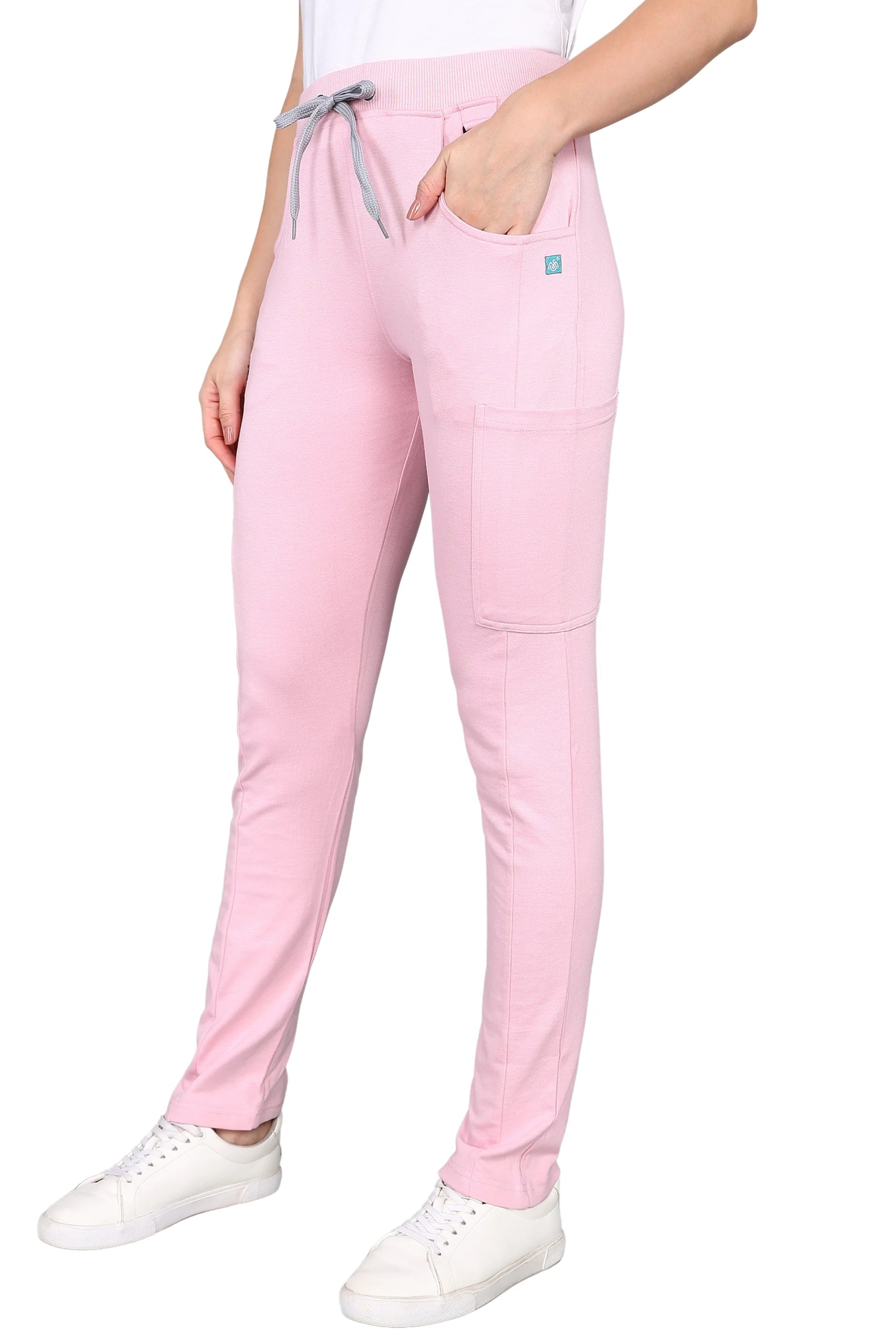 Women's Pink Medical Scrubs - Stretchable Top & Standard Bottom