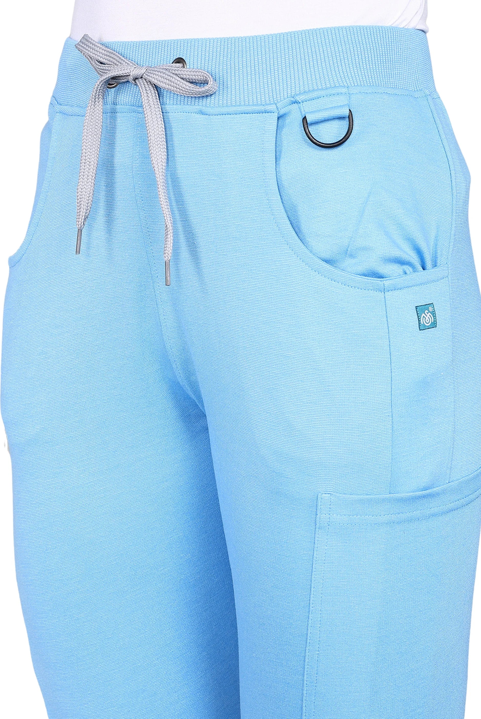 Women's Sky Blue Medical Scrubs - Stretchable Top & Standard Bottom