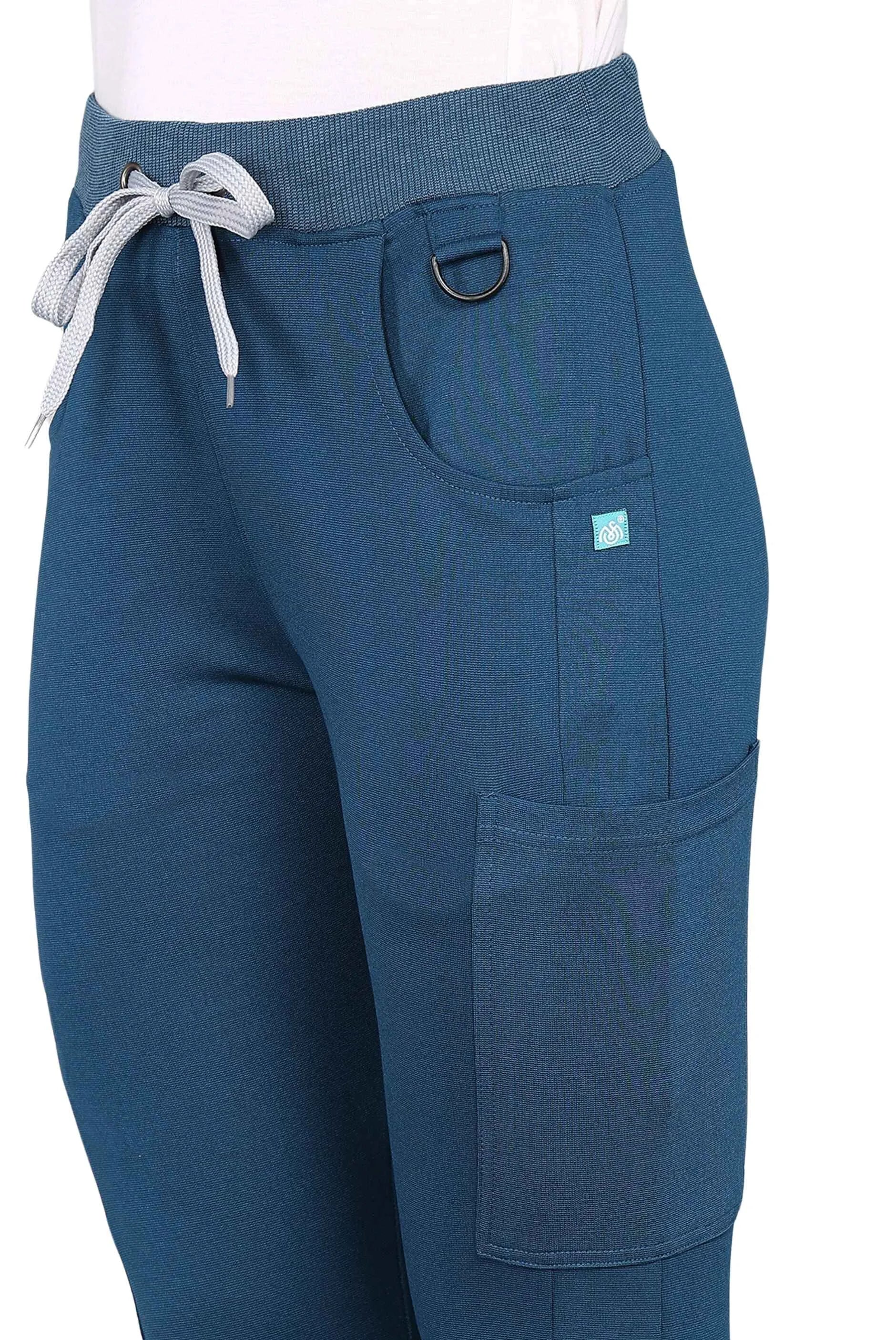 All-in-one teal navy jogger scrub set for healthcare 