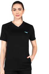 Comfortable and stylish black jogger scrub set.