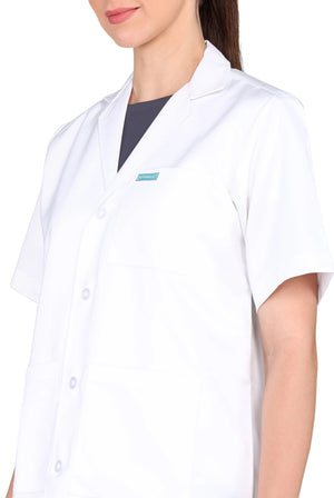 2 Pockets Short Sleeve Medical Assistant Lab Coat For Women - Supermedic