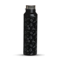 Stainless Steel Water Bottle With Customized Laser Engraving Name and Dept - Black