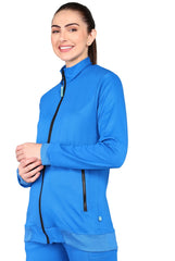 Banded Collar Royal Blue Scrub Jacket for Women - Supermedic