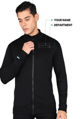 Black Turtle Neck Scrub Jacket for Men with 4-way Stretch