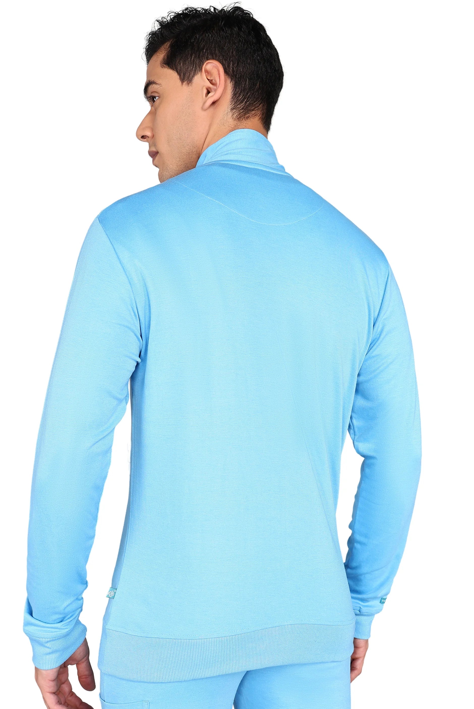 Fade Resistant Sky Blue Scrub Jacket For Men - Supermedic