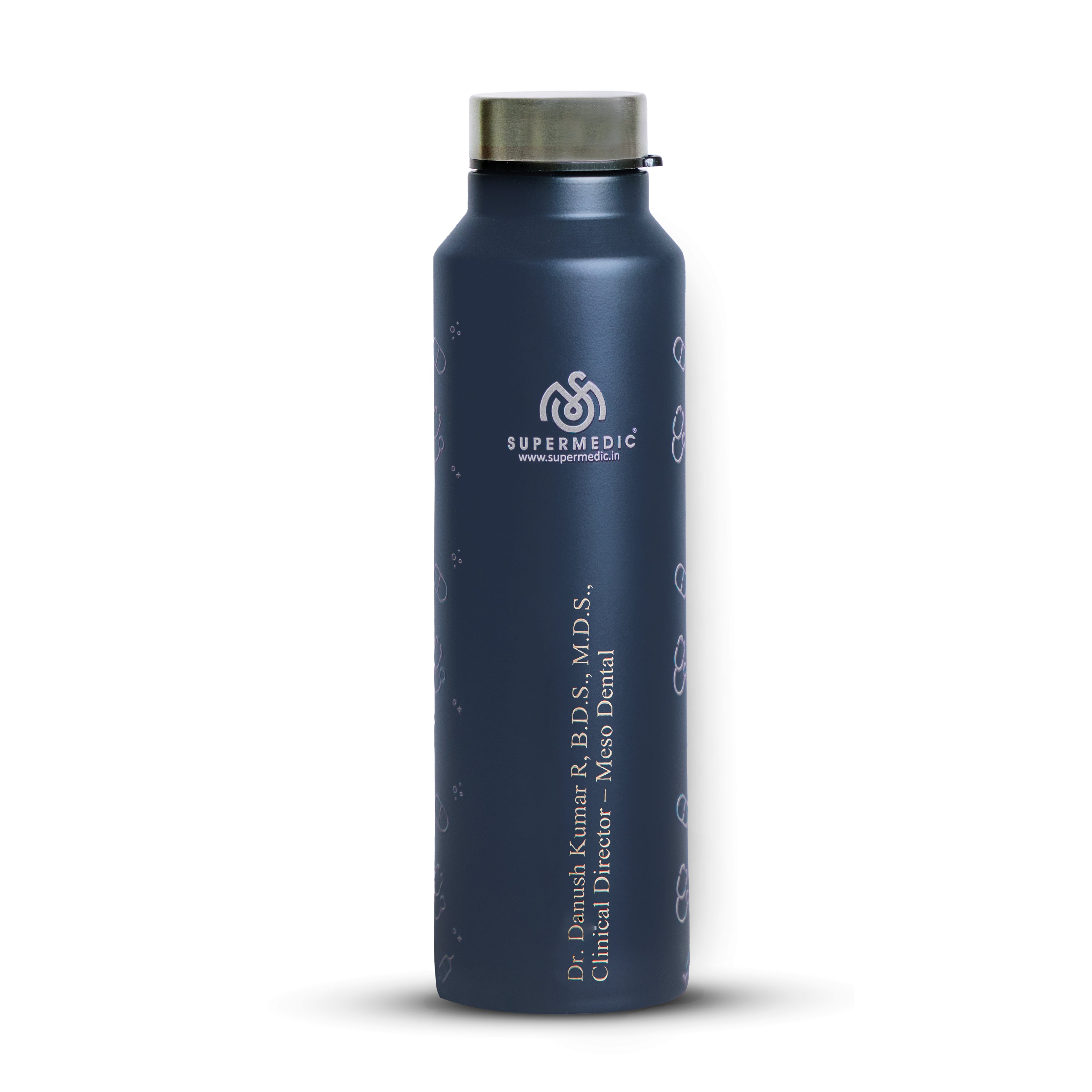 Customized Stainless Steel Water Bottle - Navy Blue