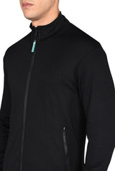 Full Cover Zipper Men's Black Scrub Jacket - Supermedic 