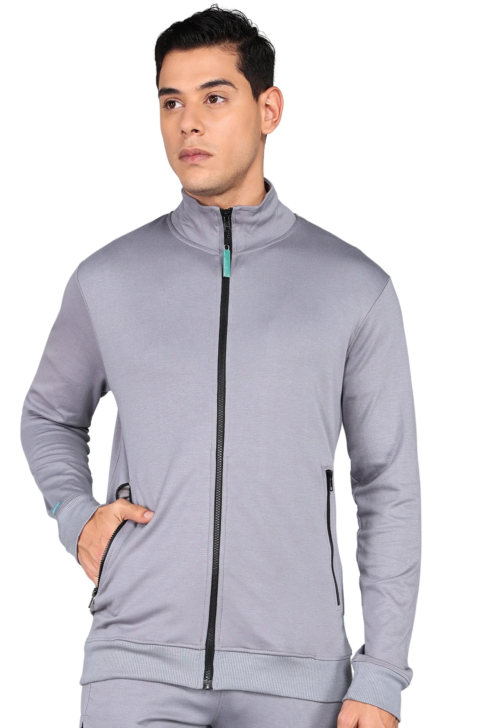 Grey Scrub Jacket For Men With Two Side Pockets - Supermedic