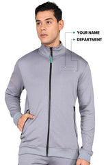 Grey Turtle Neck Scrub Jacket for Men with 4-Way Stretch