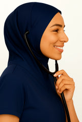 Navy Blue Scrub Hijab with Stethoscope Slit For Women