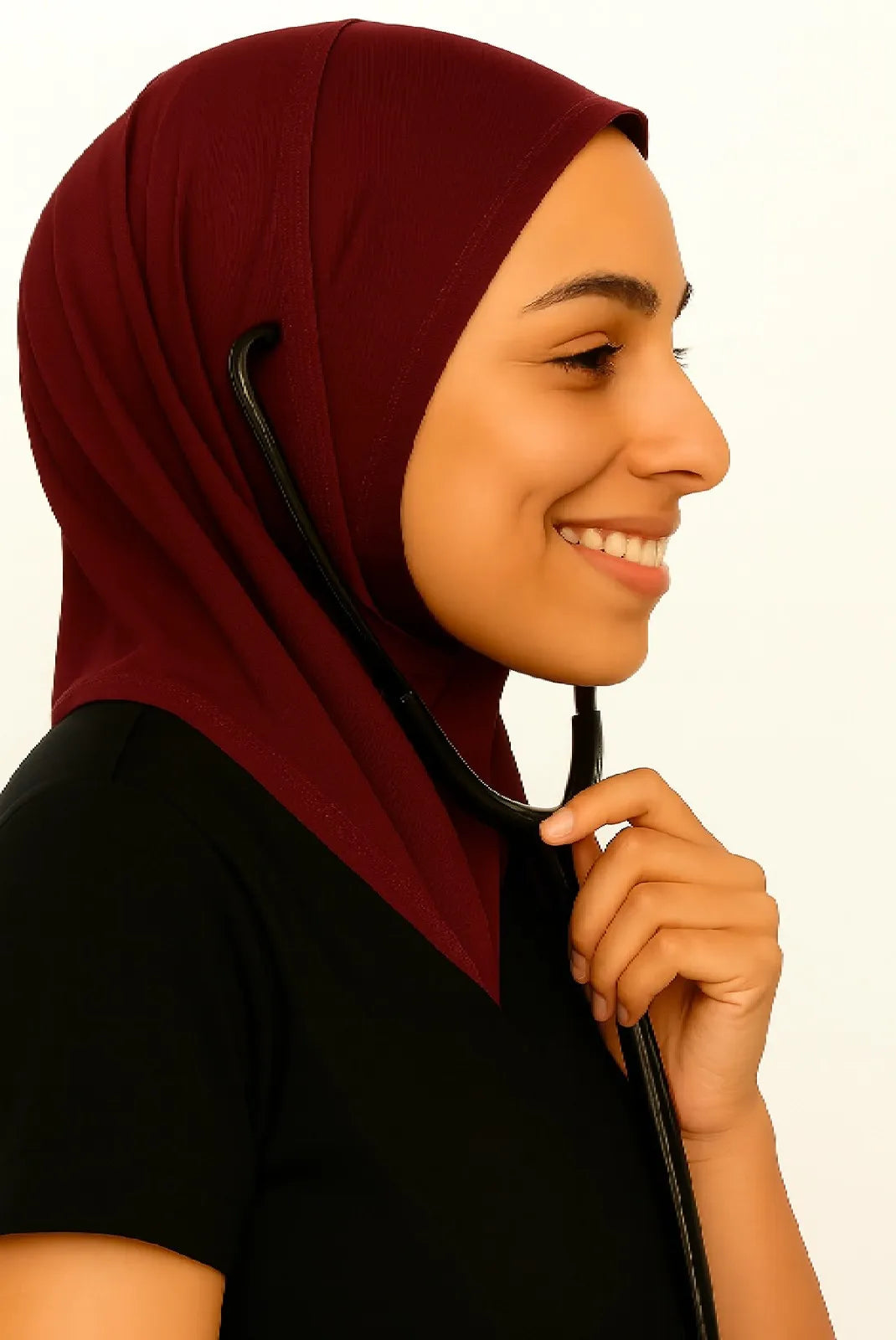 Maroon Scrub Hijab with Stethoscope Slit For Women