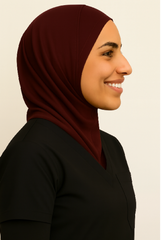 Maroon Scrub Hijab with Stethoscope Slit For Women