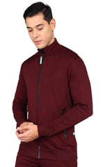 Maroon Scrub Jacket For Men With Full Cover Zipper - Supermedic