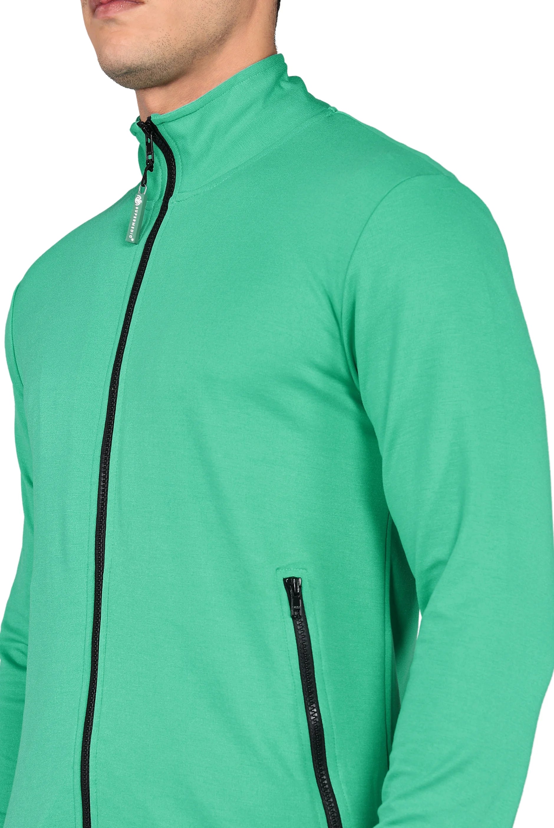 Full Cover Zipper Men's green Scrub Jacket - Supermedic 