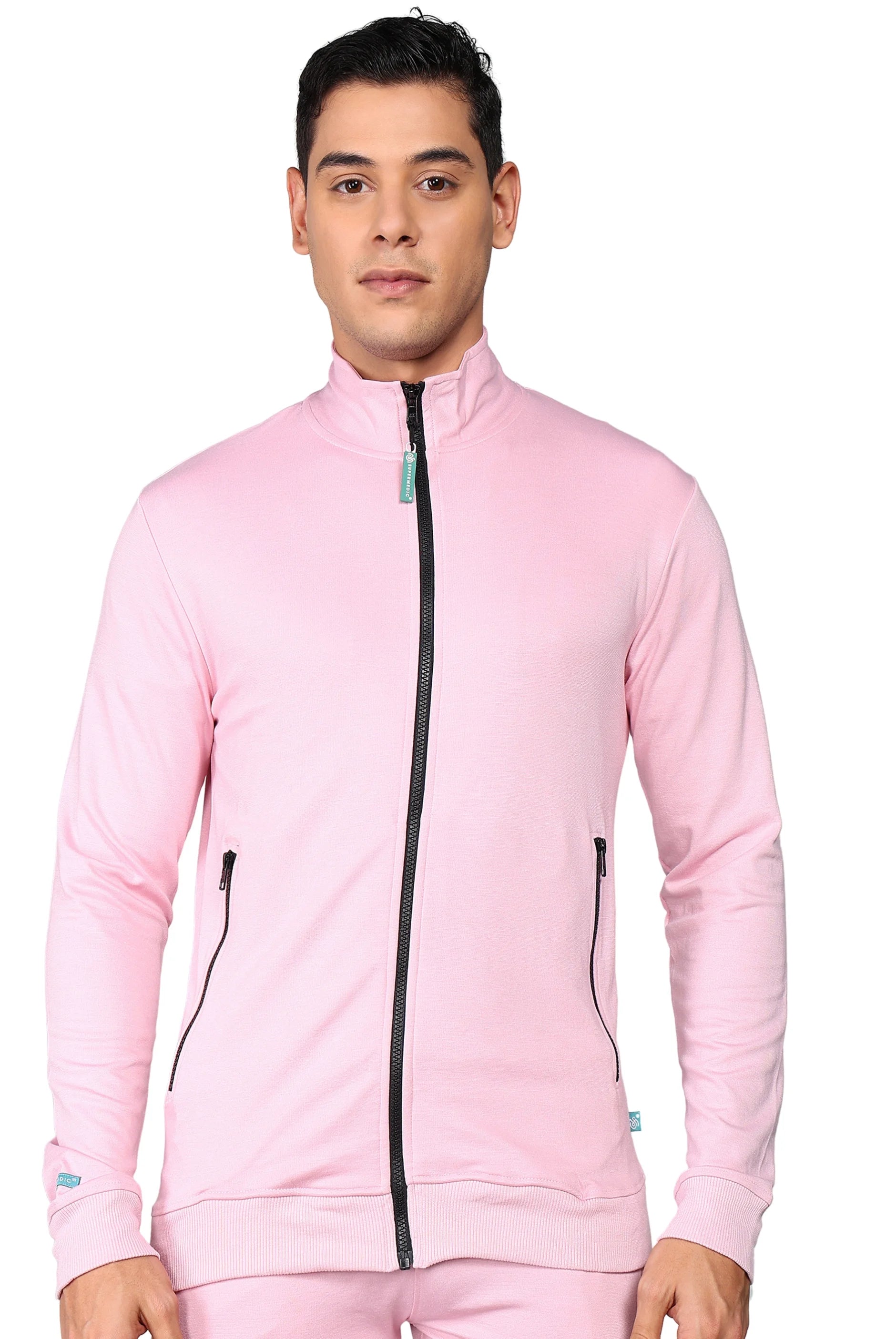 Pink Scrub Jacket For Men With Two Side Pockets - Supermedic