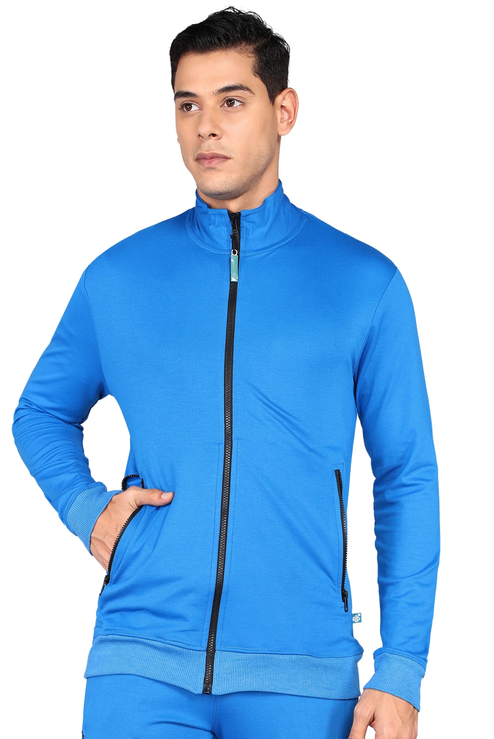 Royal Blue Scrub Jacket For Men With Two Side Pockets - Supermedic