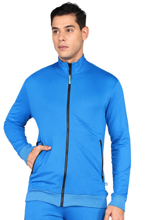 Royal Blue Scrub Jacket For Men With Two Side Pockets - Supermedic