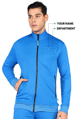 Royal Blue Turtle Neck Scrub Jacket for Men with 4-Way Stretch