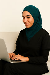 Teal Navy Scrub Hijab with Stethoscope Slit For Women