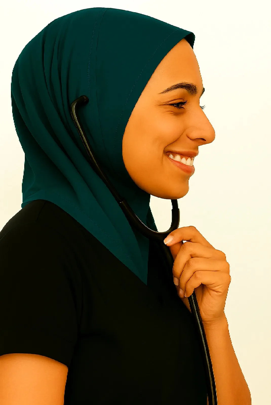 Teal Navy Scrub Hijab with Stethoscope Slit For Women