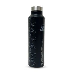 Stainless Steel Water Bottle With Customized Laser Engraving Name and Dept - Black