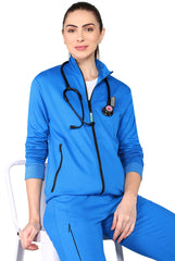 Wrinkle-Free Royal Blue Scrub Jacket for Women - Supermedic